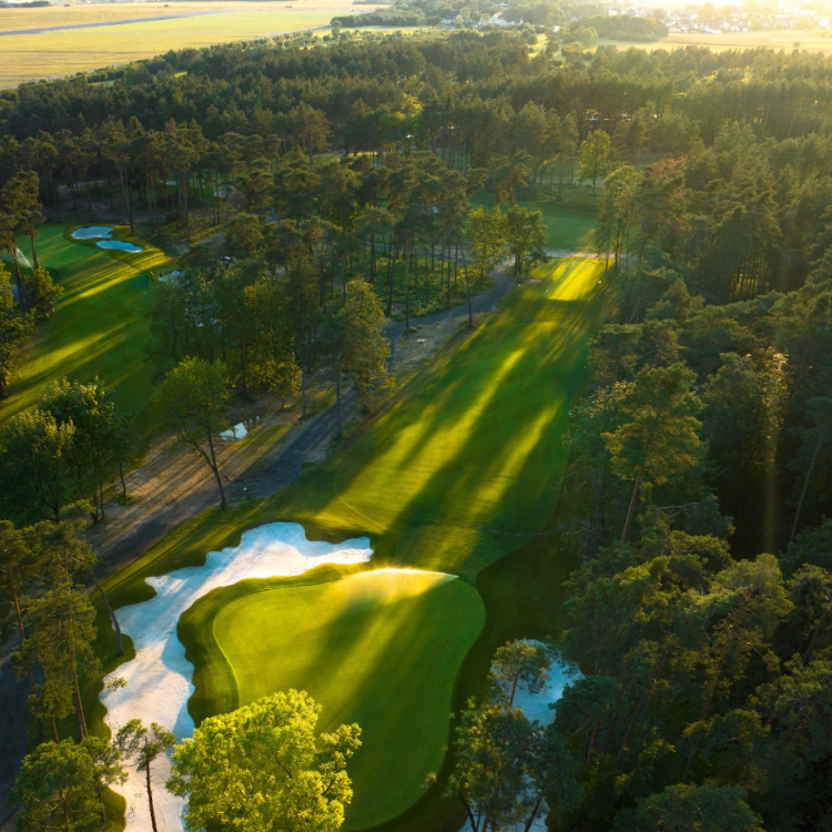 Aerial view of Karolinka Golf Park - bunkers, greens and fairways